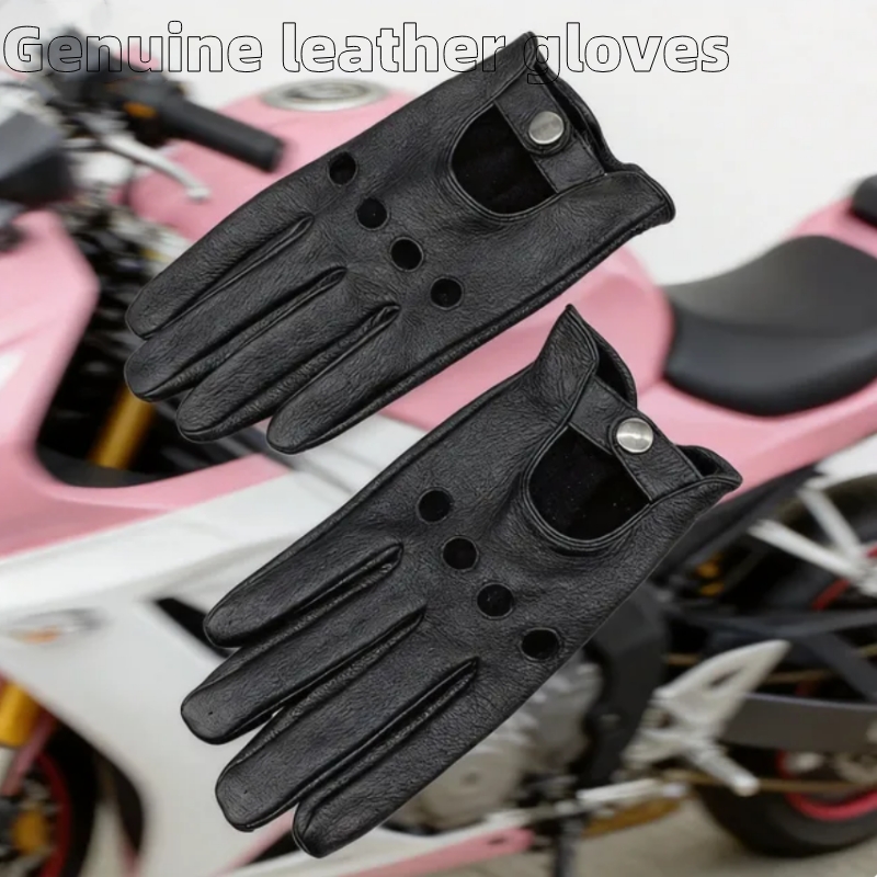 Leather Driving Glove - 快適な装着感の本革製バイクグローブ、男女兼用、薄手のバイクグローブ、運転用サイクリンググローブ