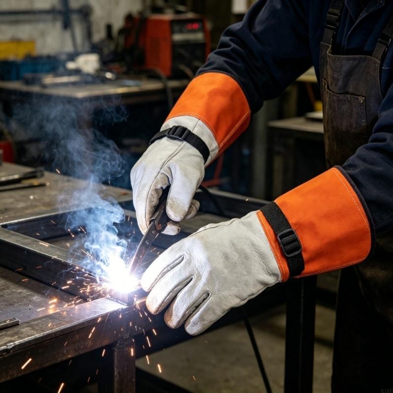 Heat Resistant Glove - 14 インチのヤギ革製耐熱手袋、強化された保護機能を備えた溶接用手袋、溶接および電気作業用にアップグレードされた手袋 K1KF
