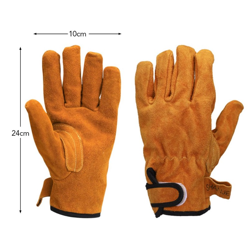Heat Resistant Glove - 屋外BBQグリル用耐熱・難燃性グローブ 牛革製高温耐性溶接グローブ 耐久性のあるキャンプ用保護具