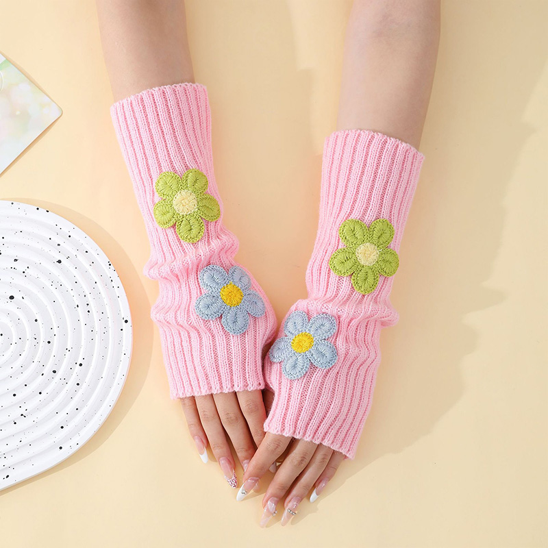 Y2Kアクセサリー スウィートピンクフラワー ハーフフィンガ - Fingerless Glove Knit のレビューと価格