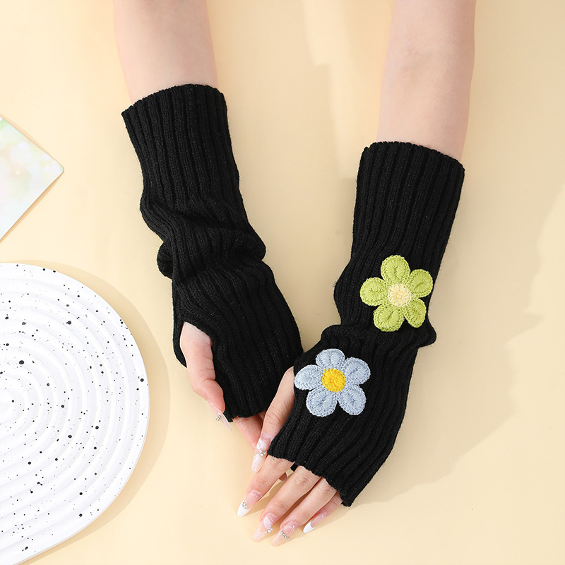Y2Kアクセサリー スウィートピンクフラワー ハーフフィンガ - Fingerless Glove Knit のレビューと価格