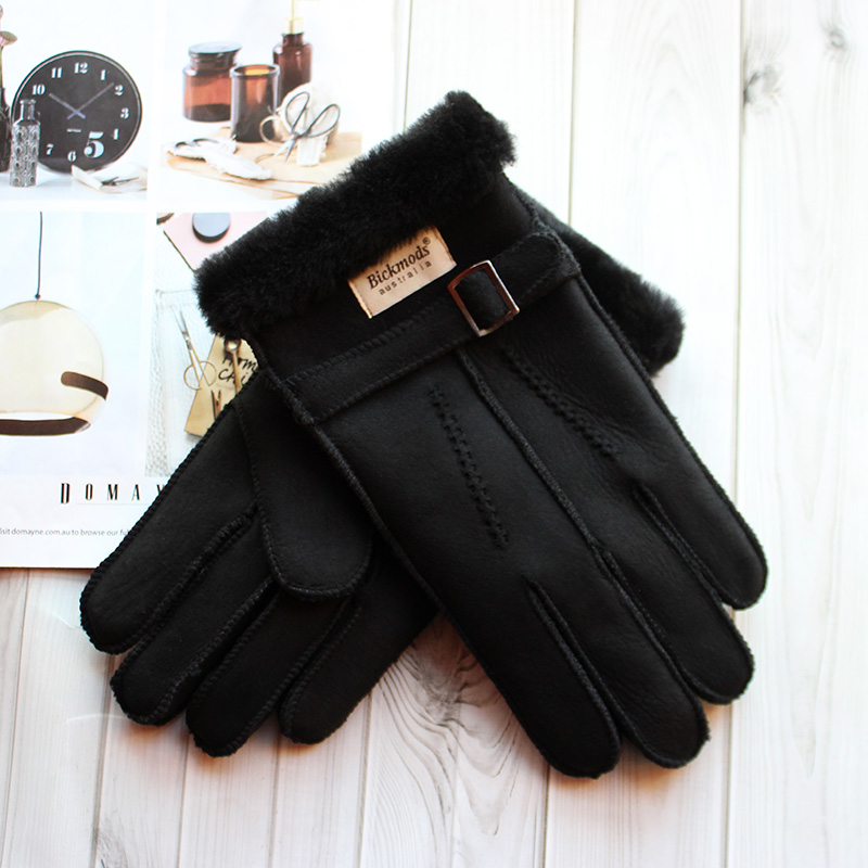 シープスキンの毛皮の手袋メンズ厚い冬暖かい大型屋外防風防寒ハ - Leather Driving Glove のレビューと価格
