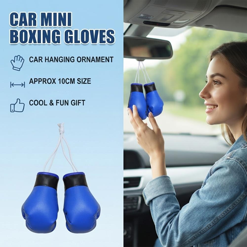 ミニボクシンググローブ車のバックミラー吊り下げ飾りブルーレザ - Leather Driving Glove のレビューと価格
