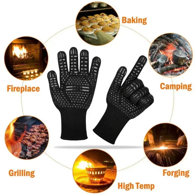 ワンピース BBQ グローブ高温耐性オーブンミット 500  - Oven Mitt Silicone のレビューと価格