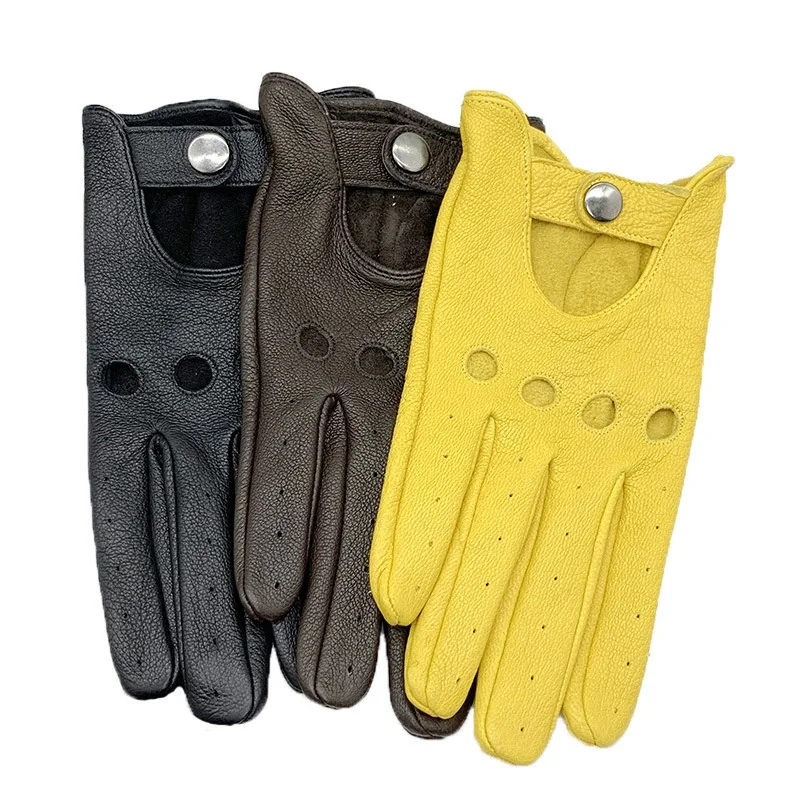 快適な装着感の本革製バイクグローブ、男女兼用、薄手のバイクグ - Leather Driving Glove のレビューと価格