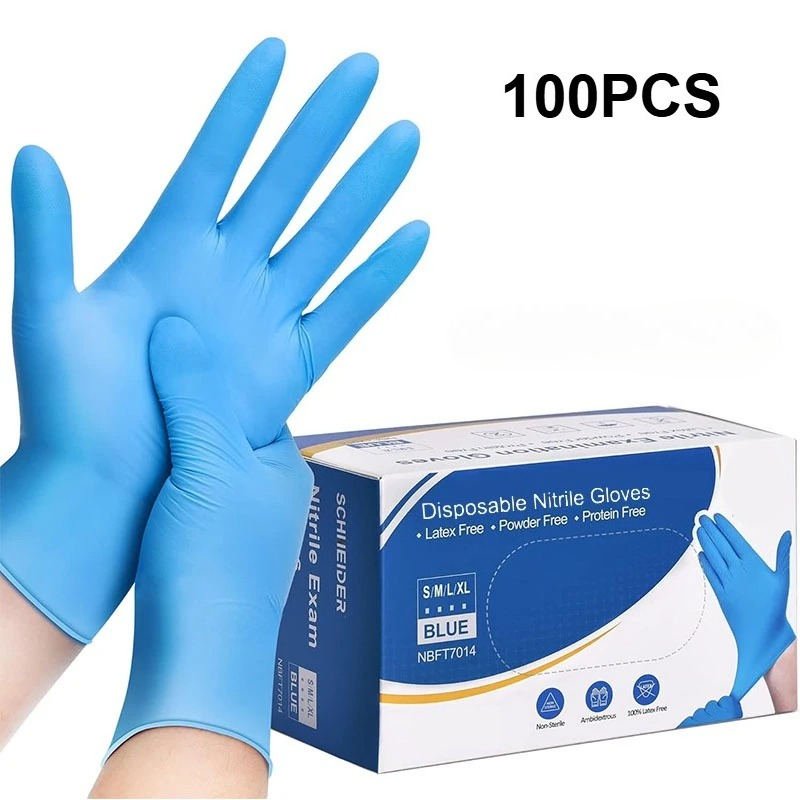 100 個ブルーニトリル使い捨て手袋ラテックスフリー安全作業 - Latex Disposable Glove のレビューと価格