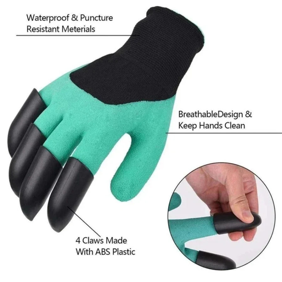 1 ペアの爪付きガーデニング手袋防水通気性作業用手袋掘削植栽 - Gardening Glove Waterproof のレビューと価格