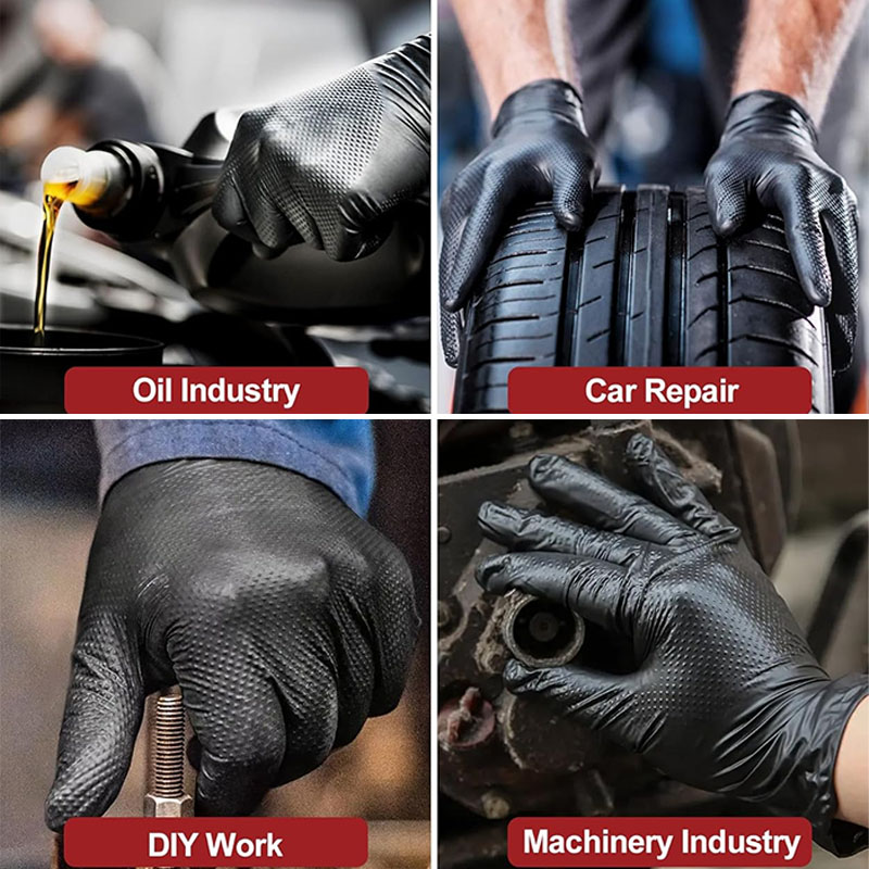 極厚8ミル、高耐久使い捨てニトリル手袋、ダイヤモンドテクスチ - Nitrile Mechanic Glove のレビューと価格