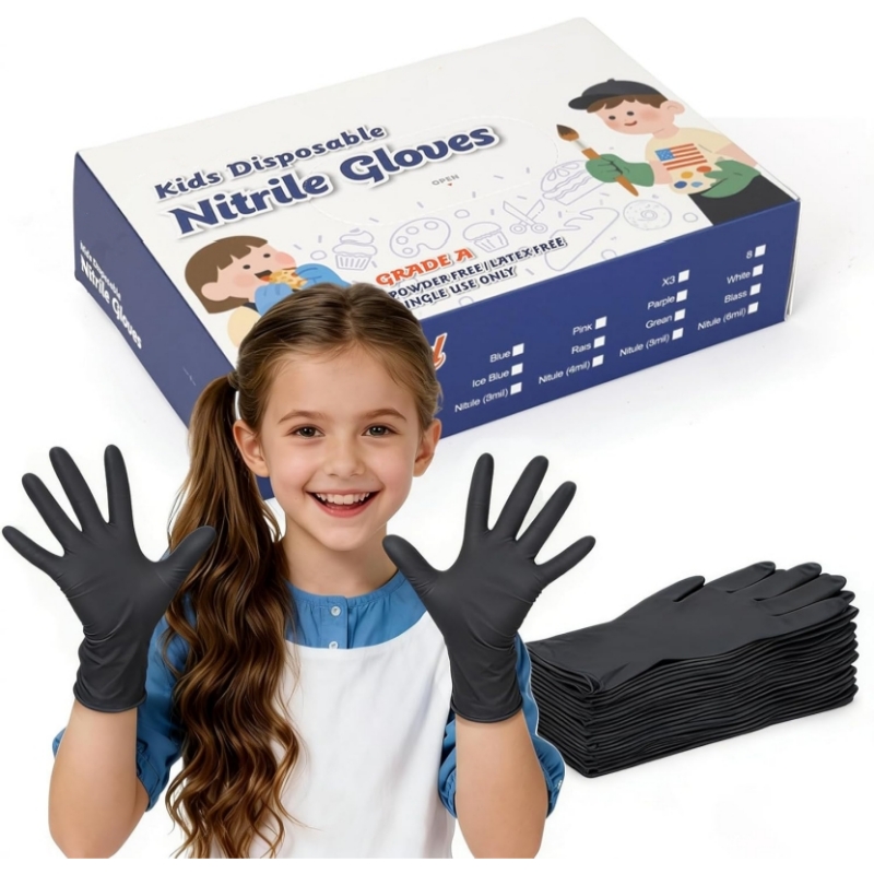 子供用黒ニトリル使い捨て手袋 4-12 歳用 3.5mil  - Nitrile Mechanic Glove のレビューと価格