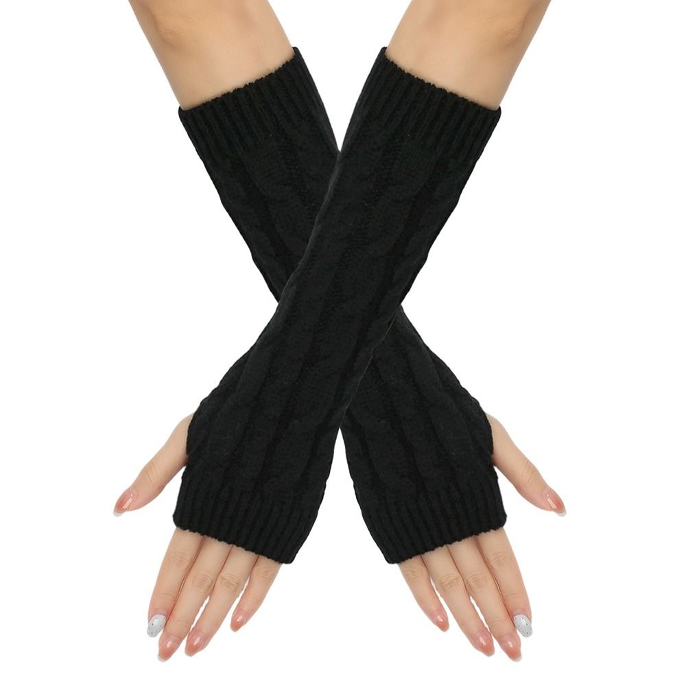 指なしアームスリーブグローブ ニットツイスト装飾パターン ア - Fingerless Glove Knit のレビューと価格