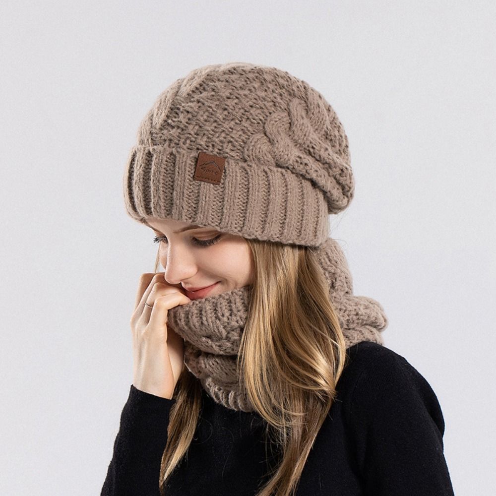 ソフトな冬用ビーニー帽とスカーフのセット、フリース裏地付き厚 - Wool Glove Lined のレビューと価格