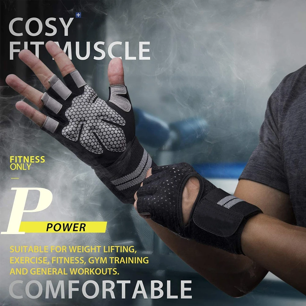 1 ペアハーフフィンガージムフィットネスグローブリストラップ - Workout Glove Gym のレビューと価格